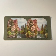 Royal Arches From The River Yosemite Valley CA Antique Stereoview Card 5H6-4 picture