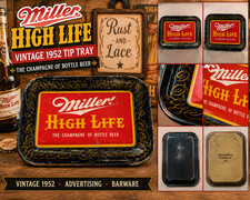 Vintage 1952 Miller High Life Beer Advertising Metal Tip Tray Barware picture