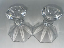 Vtg Gorgeous Crystal Candlestick Holder 4” Tall-Octagonal Cut-Set of 2-Hefty picture