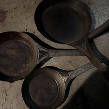 Vintage National Cold Handle Steel Cowboy Skillets Camping Frying Pans picture