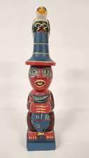 Wooden Alaskan Totem Pole Statue Inuit Alaska Tribal Carved Pacific Northwest picture