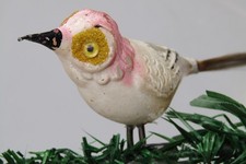 VTG Unsilvered Glass LARGE EYE Turn Head BIRD Clip On Christmas Ornament German picture