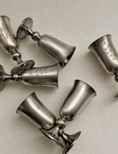 Set of 6 Vintage Soviet 916 Silver Cordial Cups, Gilt Interior Vodka Goblets, Ha picture