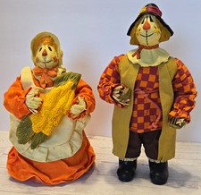 Vintage Celebrations by Silvestri Fall Harvest Scarecrow Couple Figurines 2pcs picture