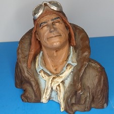 Michael Garman Hand Painted Resin Pilot Bust Figurine Sculpture, 1974 picture