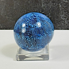 Venini Ludovico Diaz Santillana Murine Blue Glass Orb Ball Signed 1960s picture