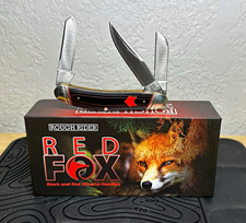 Rough Rider Red Fox RR2298 3-Blade Slipjoint Pocketknife Red/Black Micarta SS picture