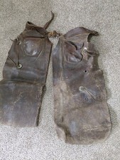 Antique Early 1900s Cowboy Leather Suede Chaps With Conchos picture