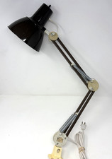 Vintage Brown Articulating Desk Lamp Luxo Style Drafting Brown MCM Swing Arm picture
