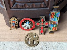 Vtg Terra Sancta Guild TSG Brass Enamel Christian House Blessing Plaque Lot picture