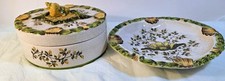 Vtg Meiselman Imports Magolica Trinket Dish And Lidded Dish Yellow/green Italy picture