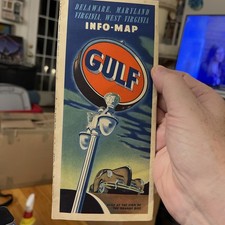 1940s Vtg GULF Oil, Delaware, Maryland, Virginia, W. Virginia Folding Road Map picture
