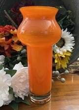 Bo Borgström for Åseda - Glass Art - 1960s Sweden Orange Glass 12” Vase picture