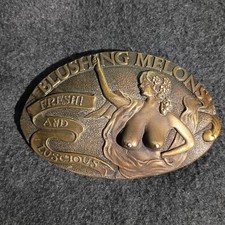 Vintage Capt Hawks Sky Patrol Blushing Melons Topless Belt Buckle Hidden Storage picture