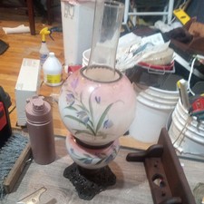C. 1880’s Antique Pink Cased Miniature Kerosene oil lamp ~ All Original 🔥 picture