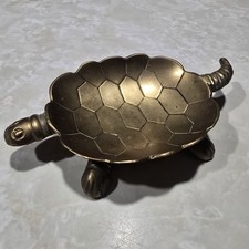 Vintage Brass Sea Turtle Animal Coin Jewelry Trinket Candy Soap Dish Ash Tray picture