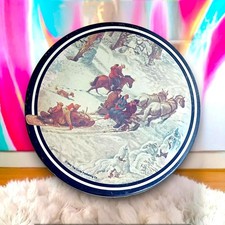 Vintage Saturday Evening Post Winter Sleigh Ride Tin John Clymer Christmas picture