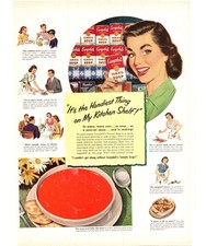 1952 Campbell's Tomato Soup Vintage Print Ad Housewife Cooking Sexist Wall Art picture
