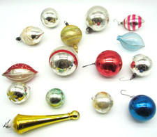 Vintage 1940s-50s Glass Christmas Ornaments Lot 15 Mercury Finial Stencil picture