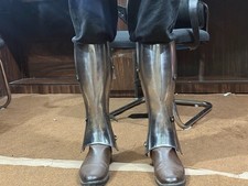 Medieval Steel Leg Greaves Armor: Custom SCA Buhurt Costume picture