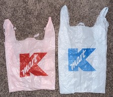Rare Vintage KMART Blue & Pink Plastic Bags (Used) *READ* picture