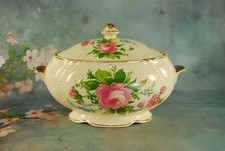 Vintage Taylor Smith Taylor USA Floral Soup Tureen Pink Italian Rose Gold 2485 picture
