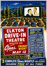 Vintage Drive-In Movie Theater Opening Ad in Elkton, Maryland Magnet picture