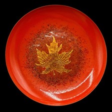 Vintage Curtis Jere for Artisan House Enamels Orange Gold Maple Leaf Round 11” picture