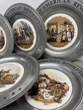 Vintage 1973 Great American Revolution 1776 Pewter Plates Set 6 Canton Ohio picture