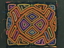 Vintage Kuna Mola Hand Stitched Textile Panel Panama Guna Folk Art Geometric picture