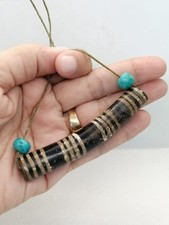 Himalayan Indo Agate Old Genuine Ancient Longevity Multi Lines Good Luck Bead picture