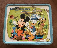 Vintage Walt Disney World Aladdin Metal Lunch Happy 50 Years No Thermos picture