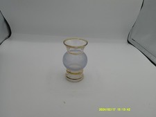 Vtg 50s Bartlett-Collins Frosted Mini Bud Vases w Gold Trim Set of 2 picture