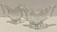 Vintage Clear Cut Glass Footed Sugar Bowl & Creamer Set With Floral Design picture