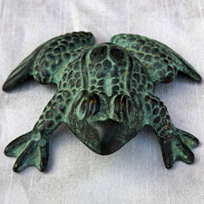 Vintage Tiffany Style Bronze Frog Paperweight Figurine Verdigris Patina Finish picture