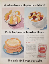 1958 Kraft Miniature Marshmallows Peach Mallow Recipe Print Ad picture