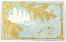 International Art Publishers Christmas Postcard Embossed Church Antique 1900s picture