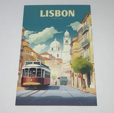 Lisbon Portugal Postcard Scenic Street Car Poster Art Print Wall Souvenir P1 picture