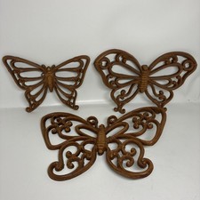 Vintage Homco 7537 SYROCO Butterfly Faux Wood Wicker Wall Decor Set Of 3 picture