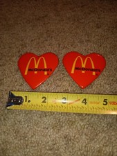 McDonald's Vintage Button/Lapel Pin McDonald's Heart Lot Of (2) picture