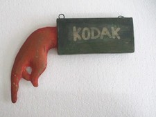 ANTIQUE KODAK ADVERTISEMENT TRADE SIGN HAND DIRECTION WALL HANGING picture