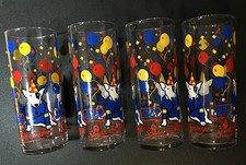 Vintage Bud Light 1987 Spuds MacKenzie Party Animal Tumbler Glass Set of 4 picture