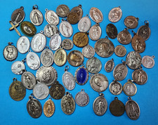 Lot of 55 Religious Pendants Medals - Catholic - Mostly Vintage picture