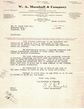 1923 W.A. Marshall & Company Coal Sales Letter Pennsylvania Ephemera picture