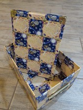 Vintage 90s Whimsigoth Celestial Trunk Box Sun Moon Stars Storage Chest 12x8x6 picture