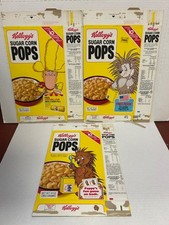 KELLOGG'S SUGAR CORN POPS CEREAL BOX BUNDLE POPPY, COWBOY, BIG YELLA,  1980 picture