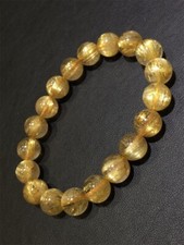 10.5mm Top Natural Gold Quartz Golden Hair Rutilated Titanium Crystal Bracelet picture