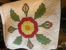 Folk Art Antique Whig Rose Quilt 76