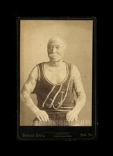 Rare 1890s Cabinet Card Photo Leopard Man Sideshow Circus African American Freak picture