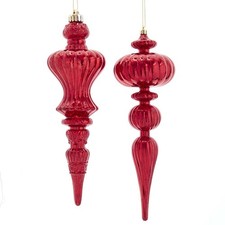 Shatterproof Red Distressed Finish Finial Ornament 12